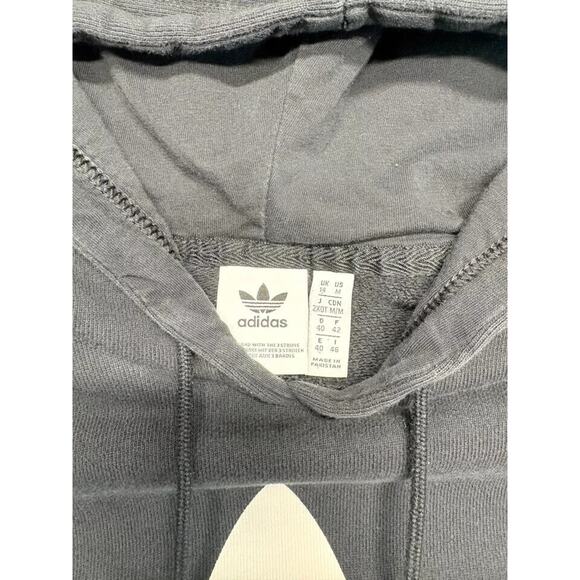 Adidas Trefoil Pullover Hoodie Womens M Black Logo Long Sleeve Cotton Pockets - Picture 4 of 7